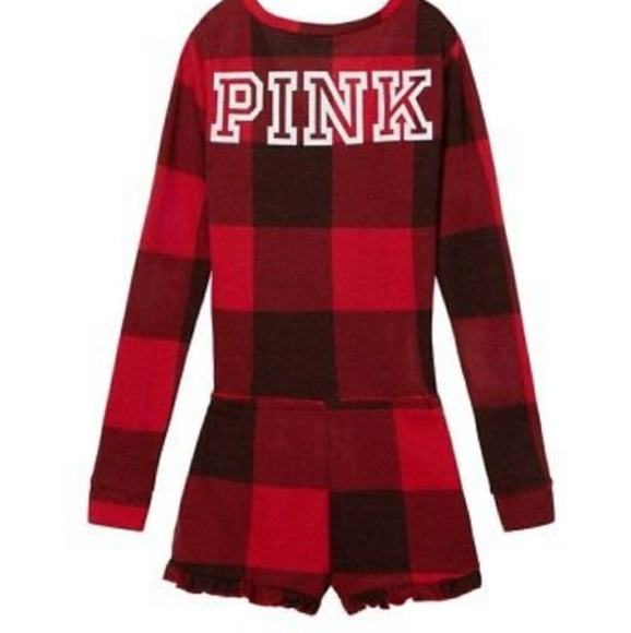 2017🆕PINK VS ❣️RED BUFFALO  THERMAL ONESIE ROMPER - Picture 3 of 11